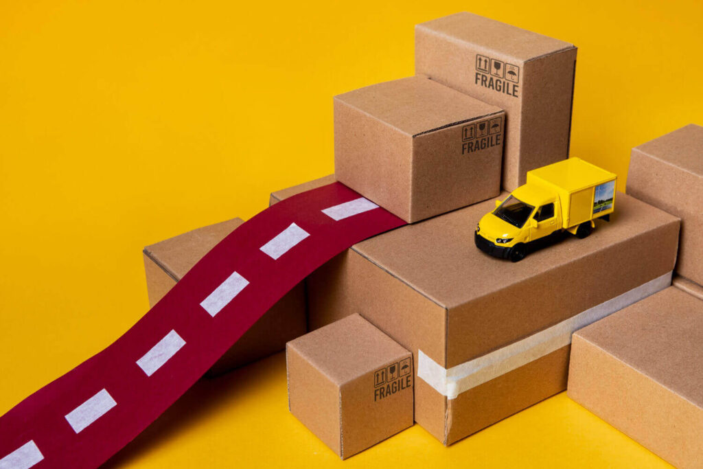Shipping Boxes with a Yellow Van, Ecommerce Shipping Insurance