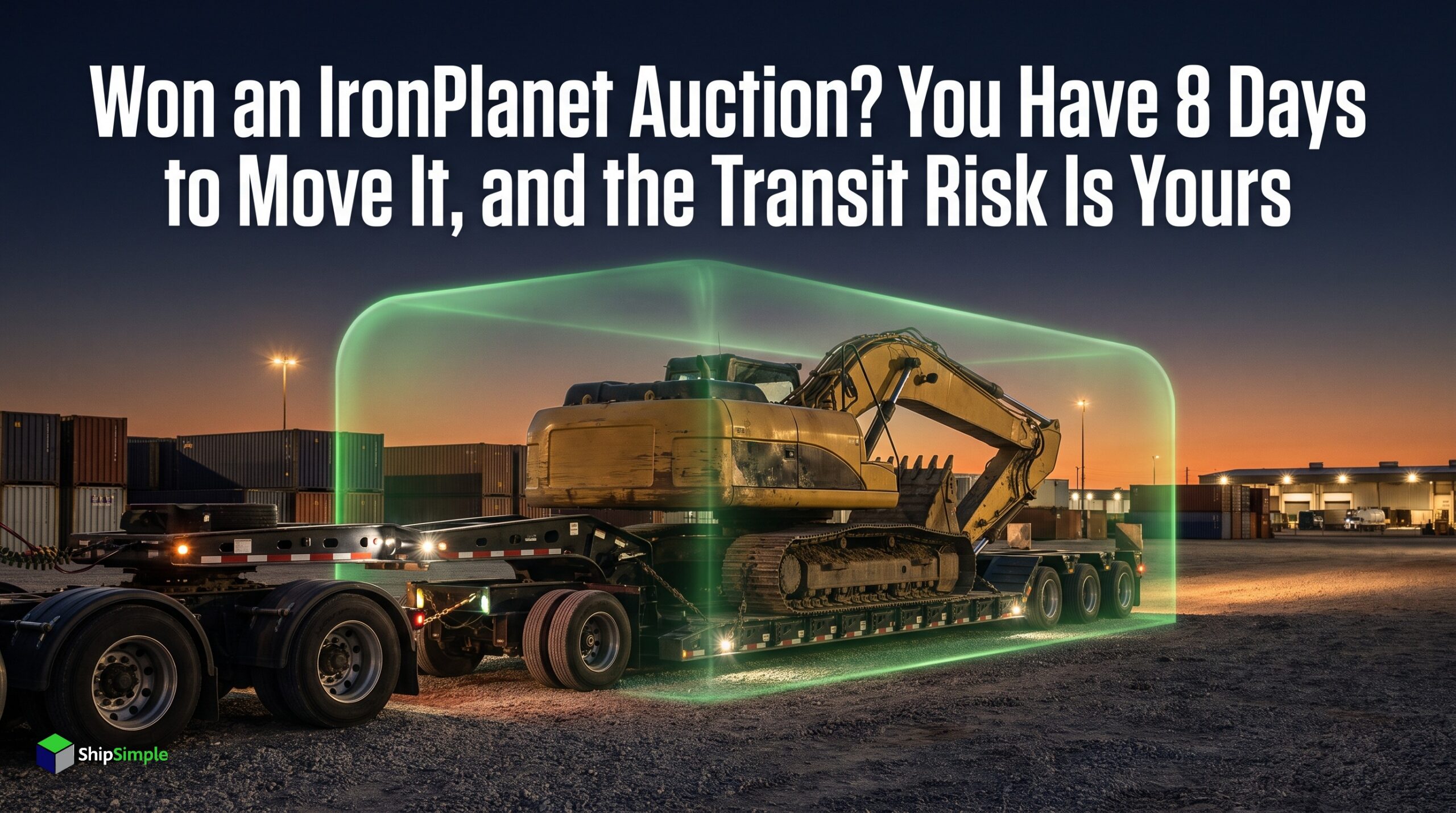 ironplanet shipping insurance protecting heavy equipment on a flatbed truck